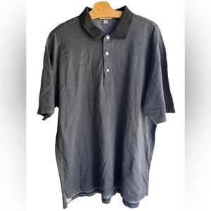 NWOT Peter Millar Polo 100% Cotton Size L Navy Blue with Blue & Purple Diamonds